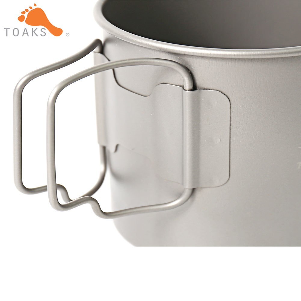 TOAKS CUP-450 Pure Titanium Cup Ultralight Outdoor Mug without Lid and Foldable Handle Camping Tableware 450ml 60g