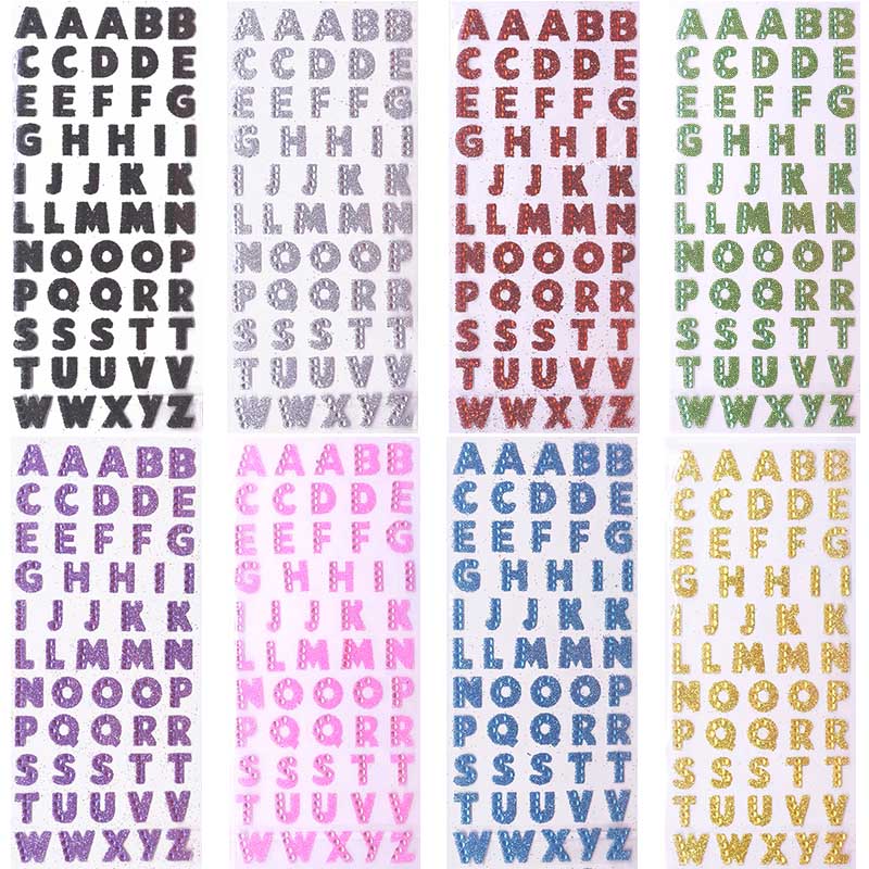 2sheet 26 English Letter alphabet PVC Shine Sticker For DIY Handmade Scrapbooking Sticker Decoration Kids Diary Stickers