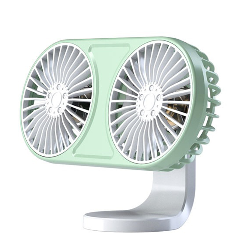 EAFC Car Cooling Fan Double-Head Low Noise 5V USB Electric Car Cooler 360° Rotating Car Air Outlet Dashboard Fan Electrical: green