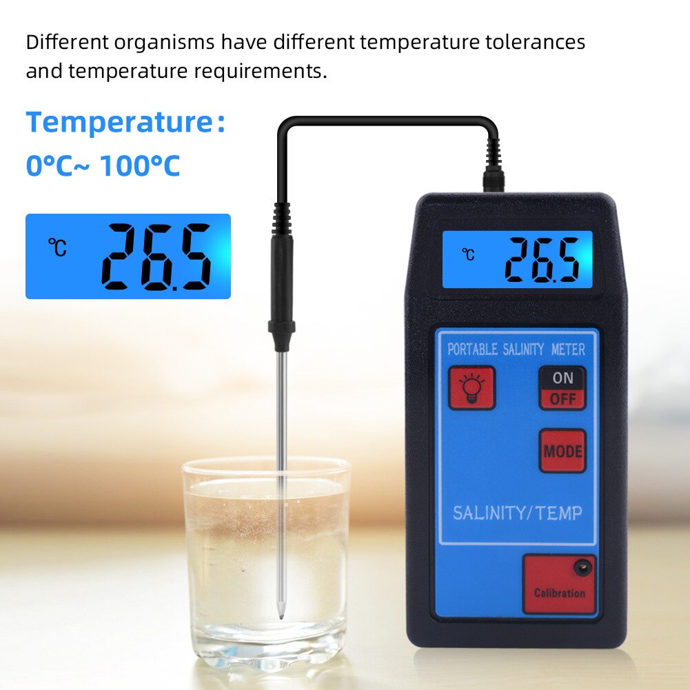 Salinity Meter Aquaculture Indoor Replaceable Probe Temperature Tester Outdoor Lab Drinking Water Salt Content Portable Digital