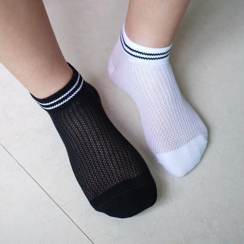 neue Frühjahr Sommer Atmungsaktives Mesh Gestreift Weiß Schwarz Schule Socken 5 Pairs Baumwolle Kinder Sport Socken Mädchen Jungen Casual socken