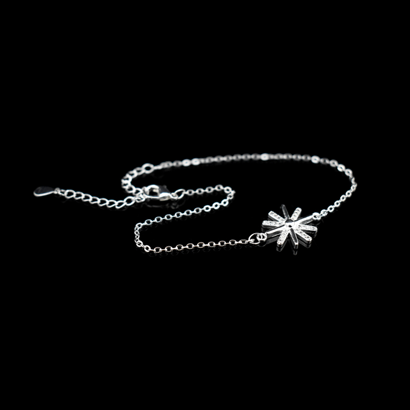 925 sterling sølv solsikke zircon vedhæng strand anklet rhinestone sol blomst kvinder charme fod kæde armbånd smykker