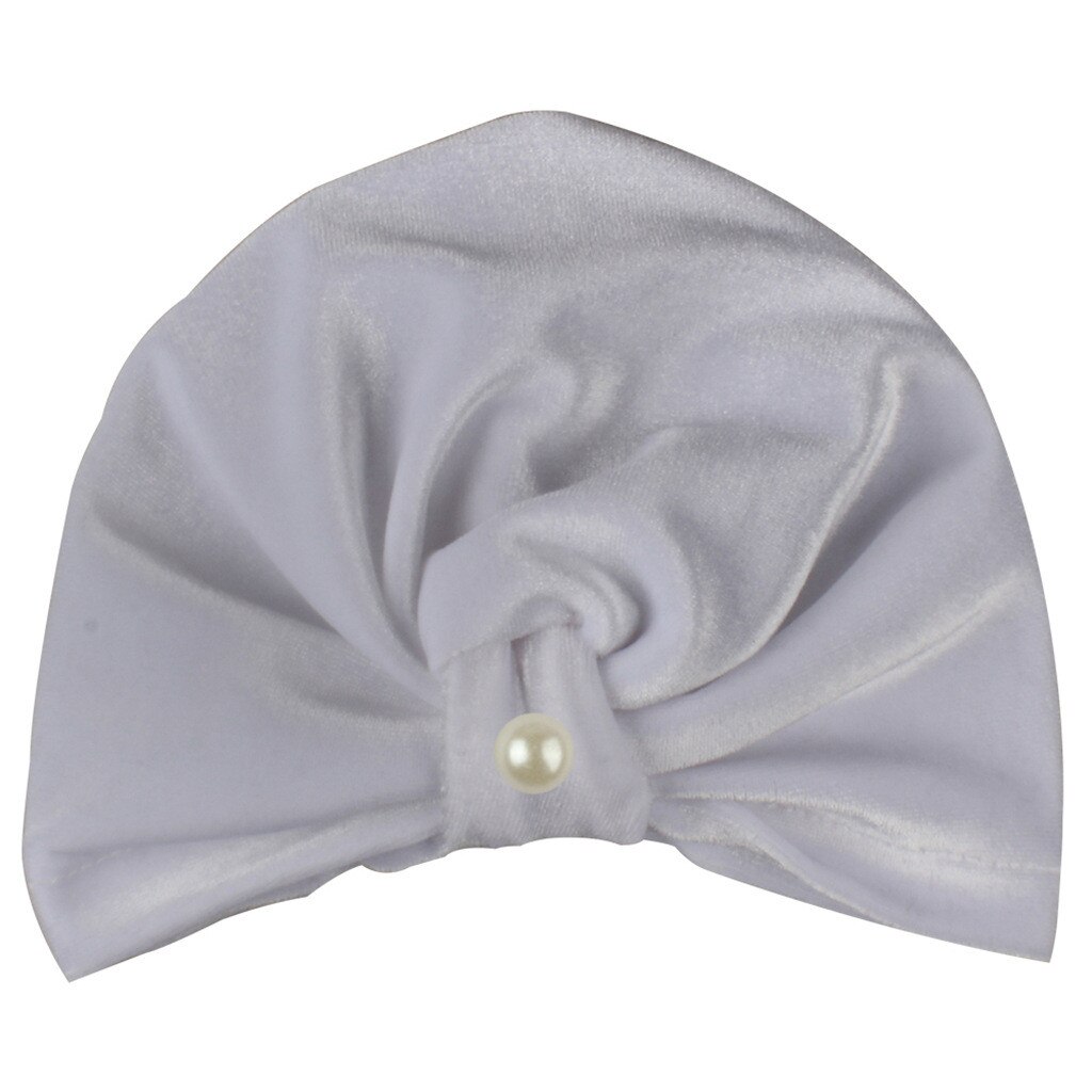 Gorro indio dorado de terciopelo con nudo para niños, Bandanas para niñas y bebés, turbante, diadema con bandas para la cabeza del cabello, accesorios, gorro, Z301: WH