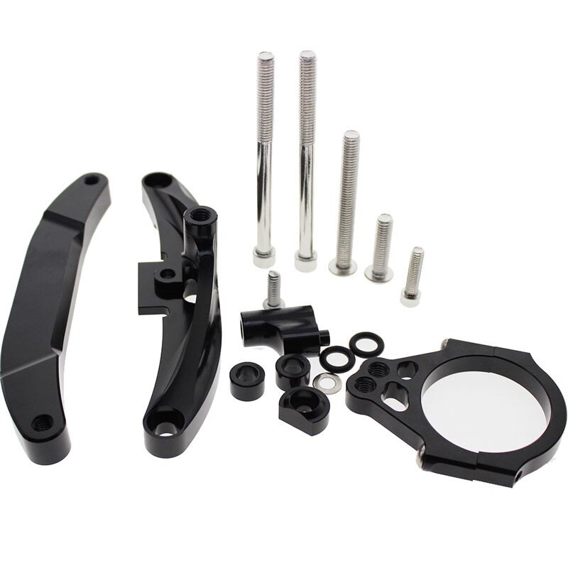 Lenkung Dämpfer Halterung einstellen für Yamaha FZ1 FAZER FZ1-N 2006 CNC Aluminium Stabilisator Lineare Dämpfer Montage Unterstützung: Schwarz Halterung