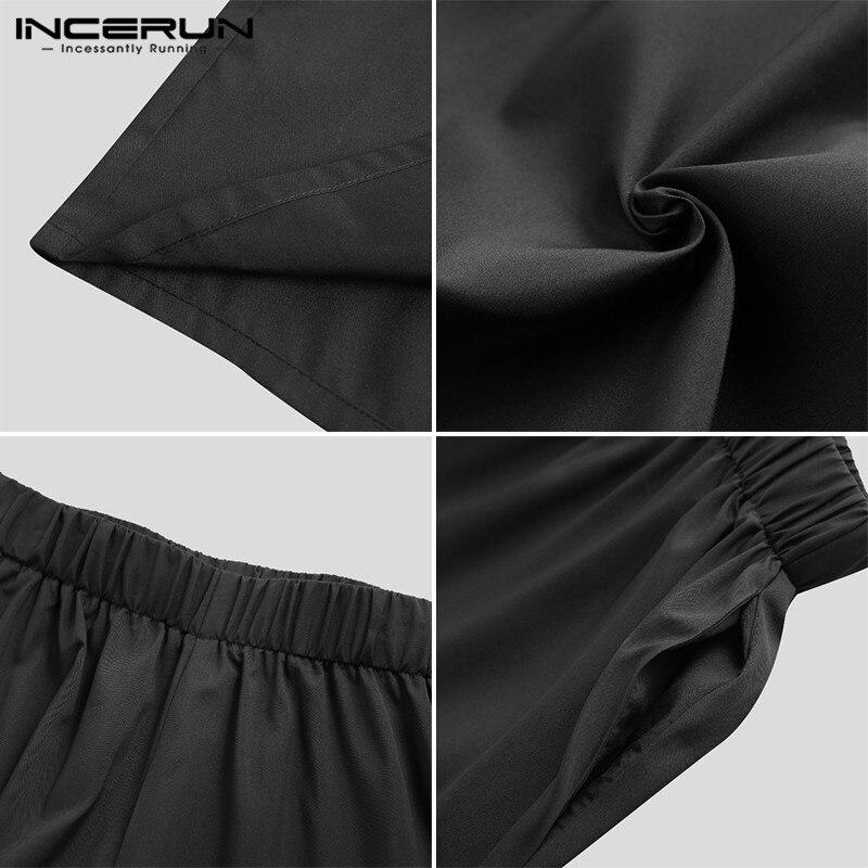 INCERUN, pantalones bombachos para hombre, pantalones para correr de Color sólido de cintura elástica , pantalones de falda Irregular suelto, ropa de calle, pantalones de baile para hombre