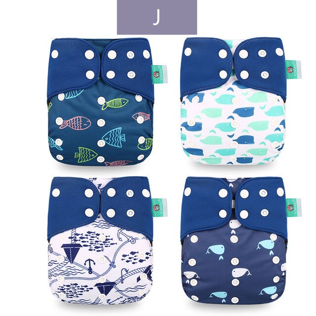 Culotte en tissu réutilisable 4 pièces, couche en tissu lavable pour l'entraînement des bébés, couches imperméables pour garçons et filles: green