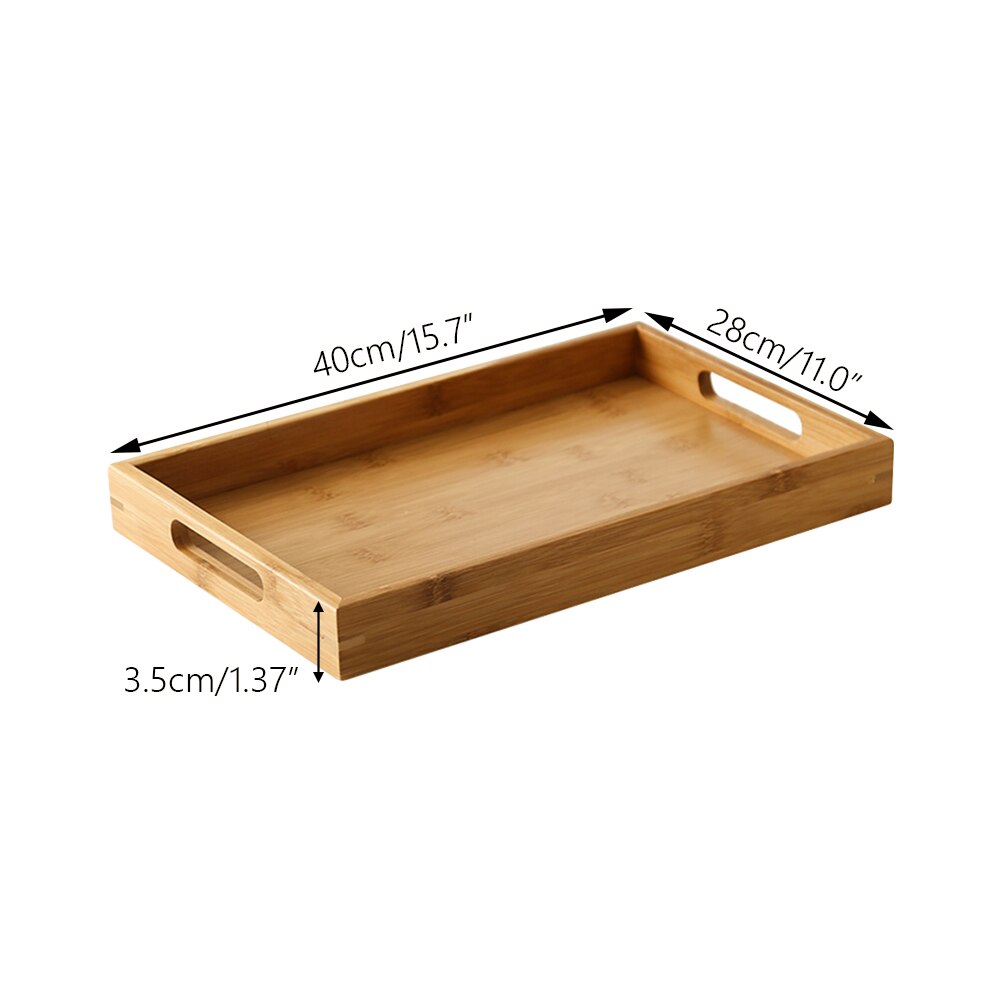 Bamboo Serving Trays Raised Edges Wooden Carry Handles Coffee Food Dinner Platter Platter Serving Breakfast Home Kitchen Tray: M