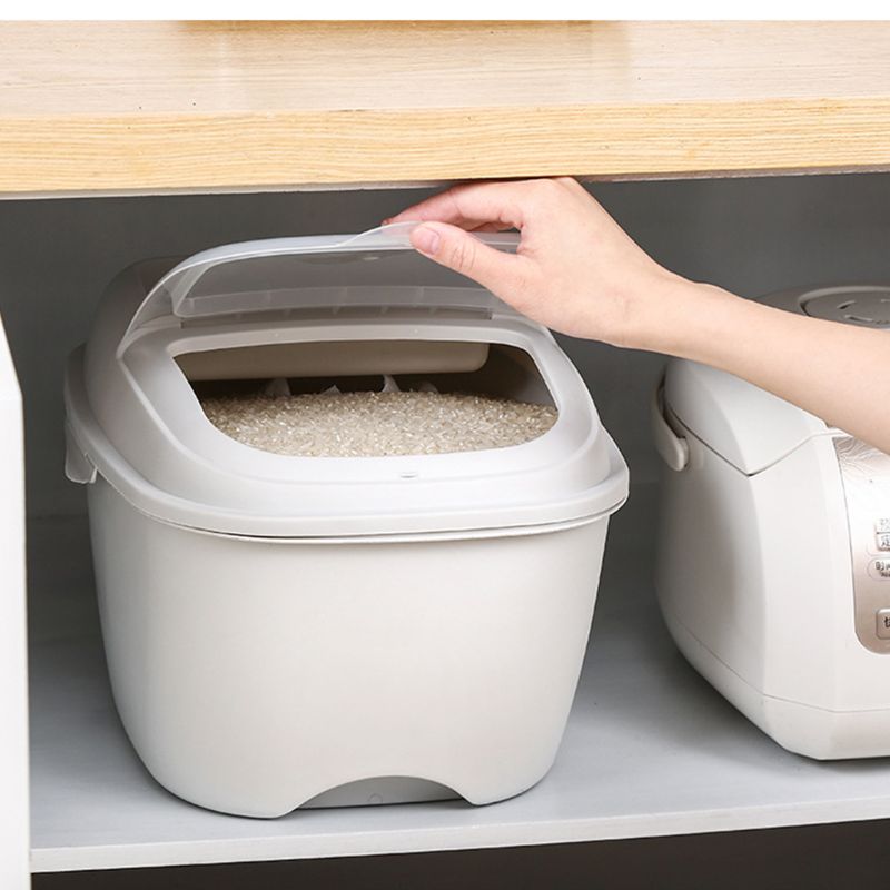 Recipiente hermético reutilizable para arroz de gran capacidad, 10kg, recipiente para harina de grano con tapa abatible, caja de almacenamiento de alimentos, cocina sellada