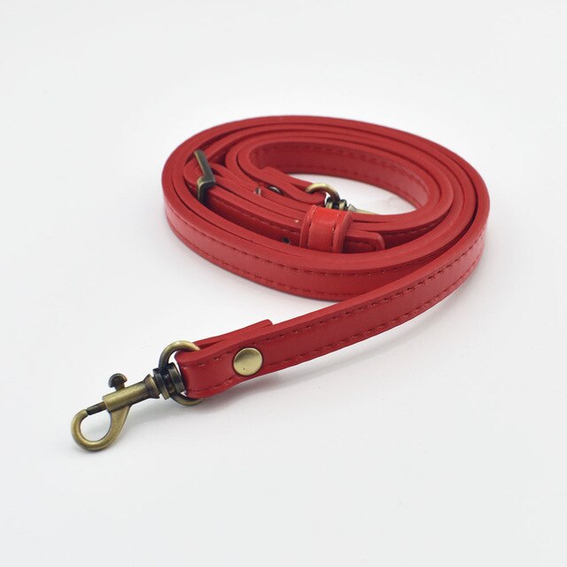 1.2cm Width PU Leather Bag Strap Shoulder Bag Adjustable Band Handle For Handbag Long Belt DIY Accessories Black KZ0012: Red-Brushed buckle