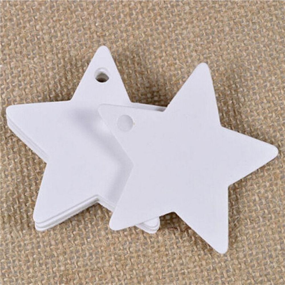 6*6cm stjärniga kraftpapper bröllopsetikett festkort pris bagageetiketter juldekoration juldekorationer 100pc