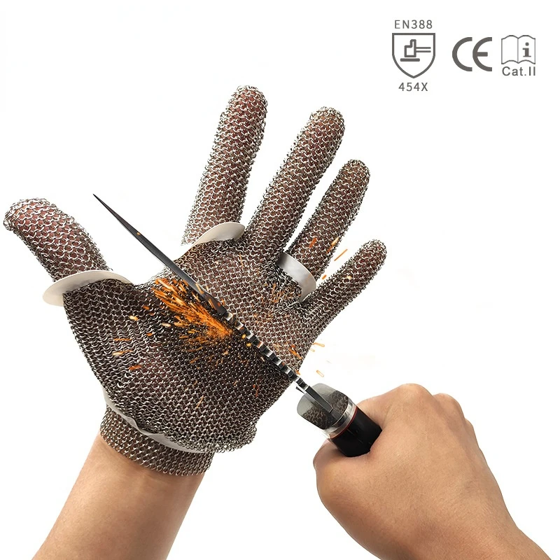 Stainless Steel Cut-resistant Gloves Level 5 Slaughter and Gardening High-risk Work Cut-resistant Labor Protection Gloves 1pcs: M
