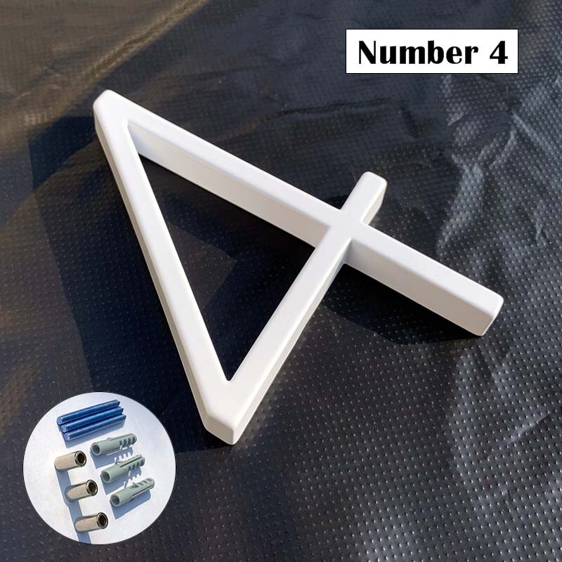 125mm White Floating House Numbers Doorplate Letters Metal Address Sign Plate Outdoor Street Door Plaque Number For Home Mailbox: Number 4