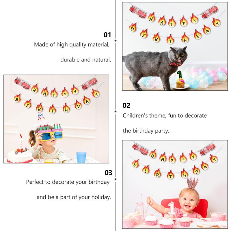 1 Set Fireman Banners HAPPY BIRTHDAY Banners Fire Fighter Buntings Birthday Banner Party Decoration
