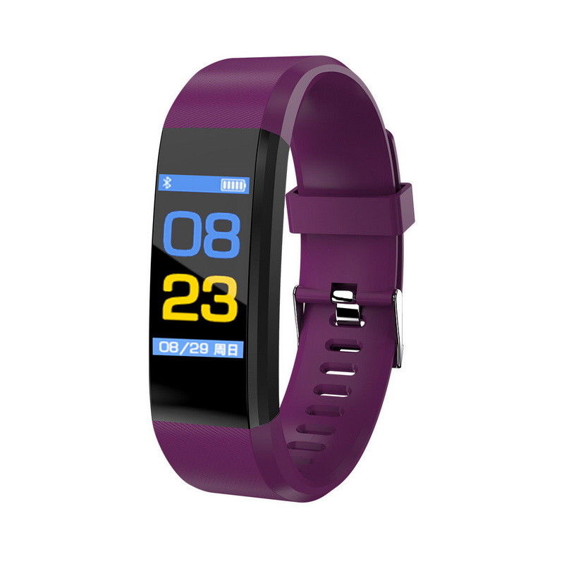 ID115 plus zawodowiec kolorowy monitor aktywności fizycznej inteligenty zegarek z krokomierzem nadgarstek pieszy krokomierz z pomiarem tętna SmartBand: purpurowy