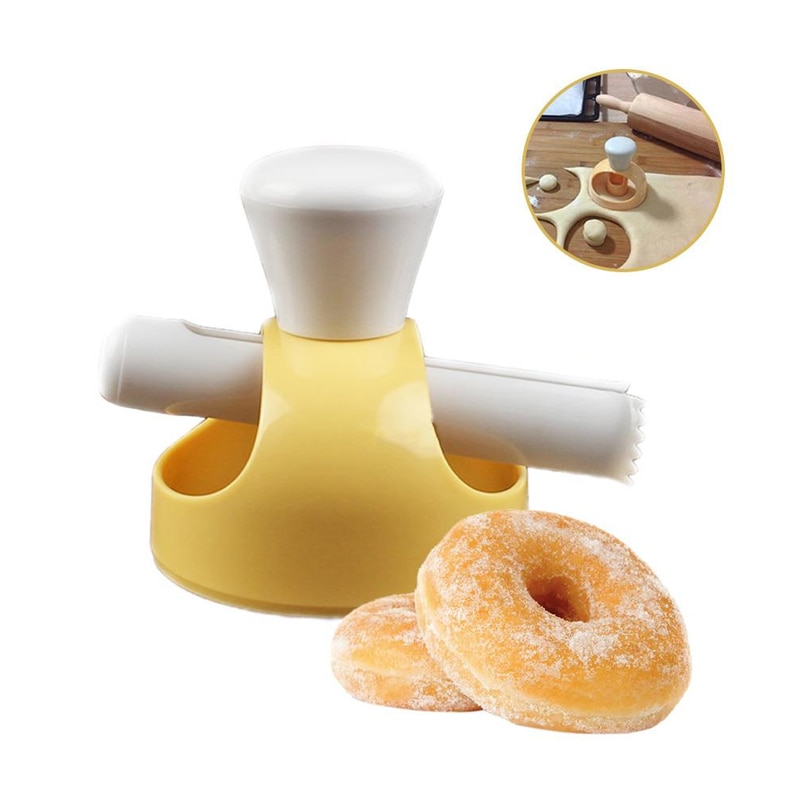 Diy Donut Mal Cutter Voedsel Desserts Broodsnijder Maker Cake Mal Koken Embossing Decoreren Gereedschap Keuken Bakaccessoires: YELLOW