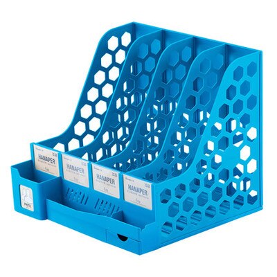 4 Sections Document Rack bookshelf bookcase Document Rack office paper tray Magazine File Holder Organizer School Supplies: C