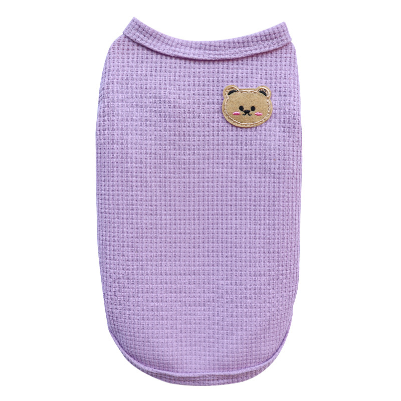 Urso colete roupas para cães de estimação gato sólido camiseta roupas cães fino pequeno moda chihuahua algodão verão kedi katten gato traje pug: S / CINZA