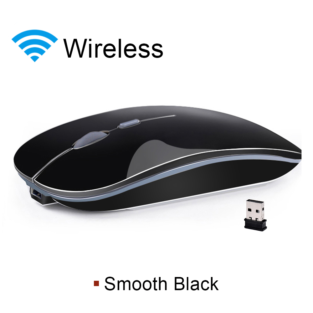 Draadloze Muis Bluetooth Muis Oplaadbare Slient Computer Muis 2.4Ghz Draadloze Ergonomische Mause Usb Optische Muizen Voor Pc Loptop: 2.4G Smooth Black