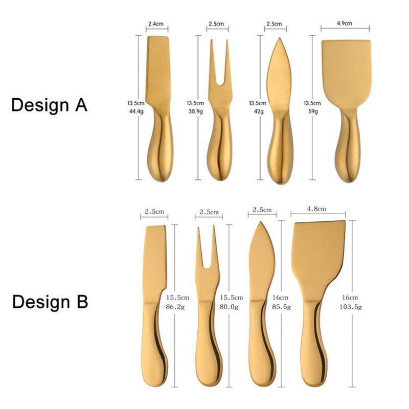 Outil à fromage en or, trancheur, couteau râpes à fromage, outils de cuisine, spatule à gâteau, couteau à beurre, ensemble de 4 pièces