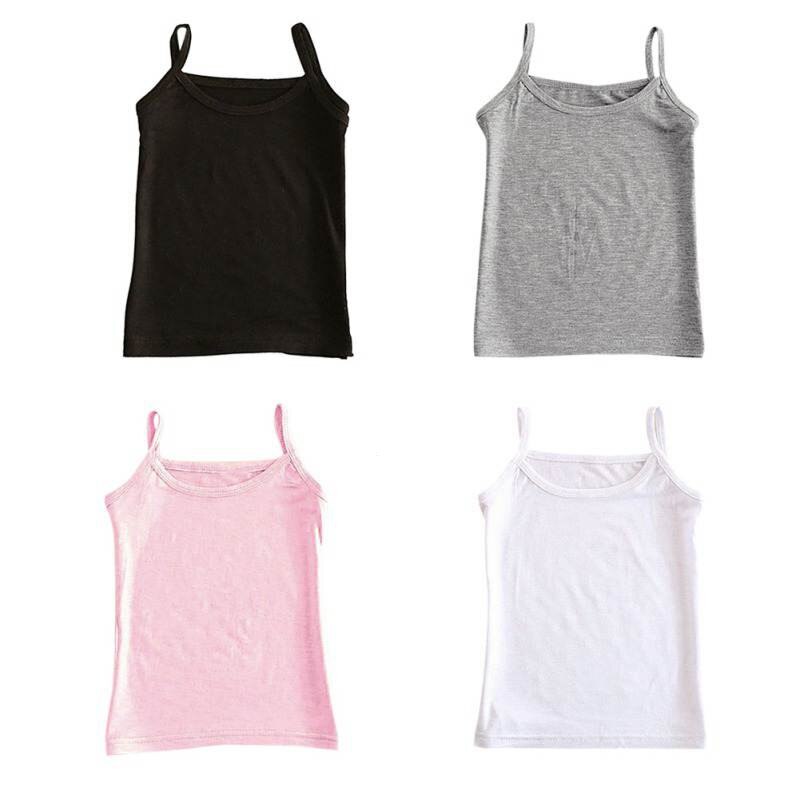 Kids Girls Summer Vest Cotton Solid Camisole Singlet Girls Undershirts Teenager Tank Children Tops Clothings
