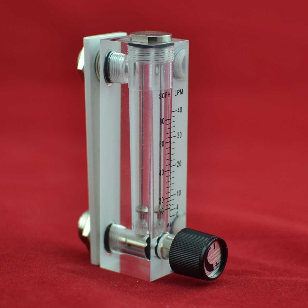 LZM-6T 4-40LPM/10-80SCFH panel type acrylic flowmeter(flow meter) with adjust valve bass fitting Female G1/4" Male M18*1.5