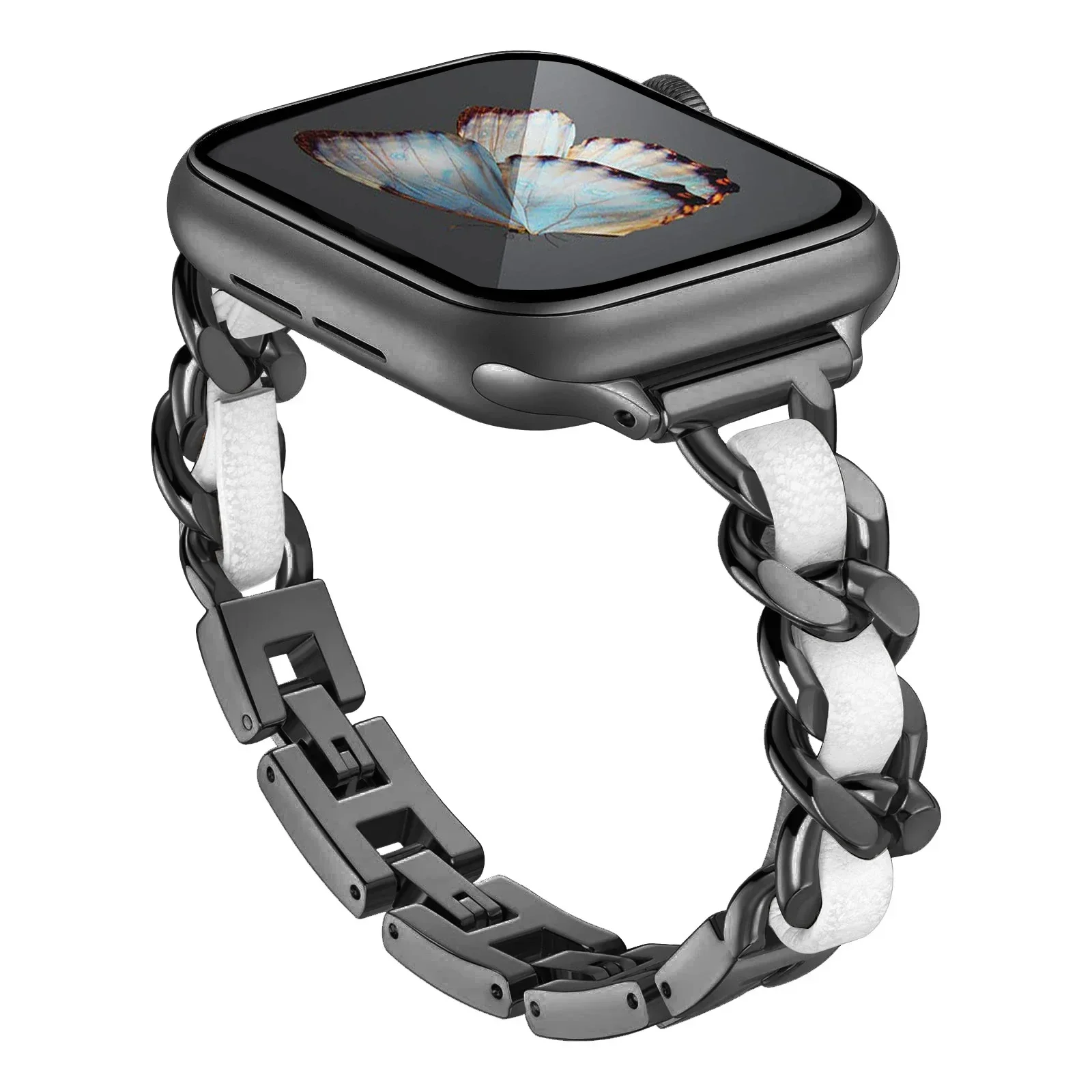 Stainless Steel Strap for Apple Watch Band 49mm 38mm 42mm 40mm 44mm Metal Bracelet iWatch Series 8 7 6 SE 5 4 3 2 1 ultra Strap: Blue White / 12mm