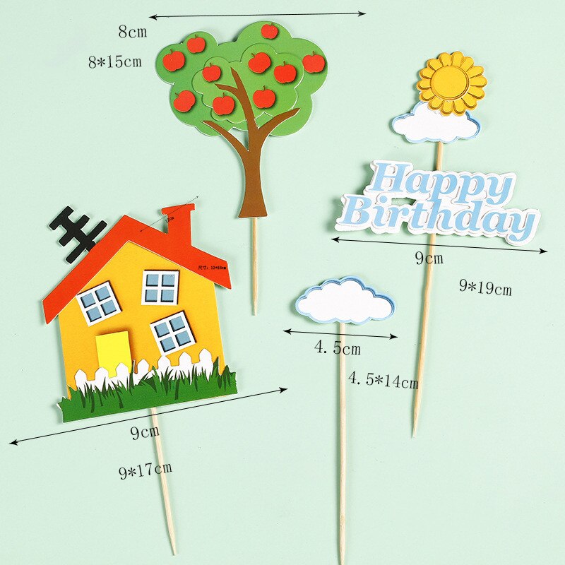 Dinosaurus Cake Topper Vlag Anniversary Gelukkige Verjaardag Apple Tree Cupcake Toppers Bakken Partij Vlag Baby Shower Cake Decor Diy Nieuw: Blue Letter