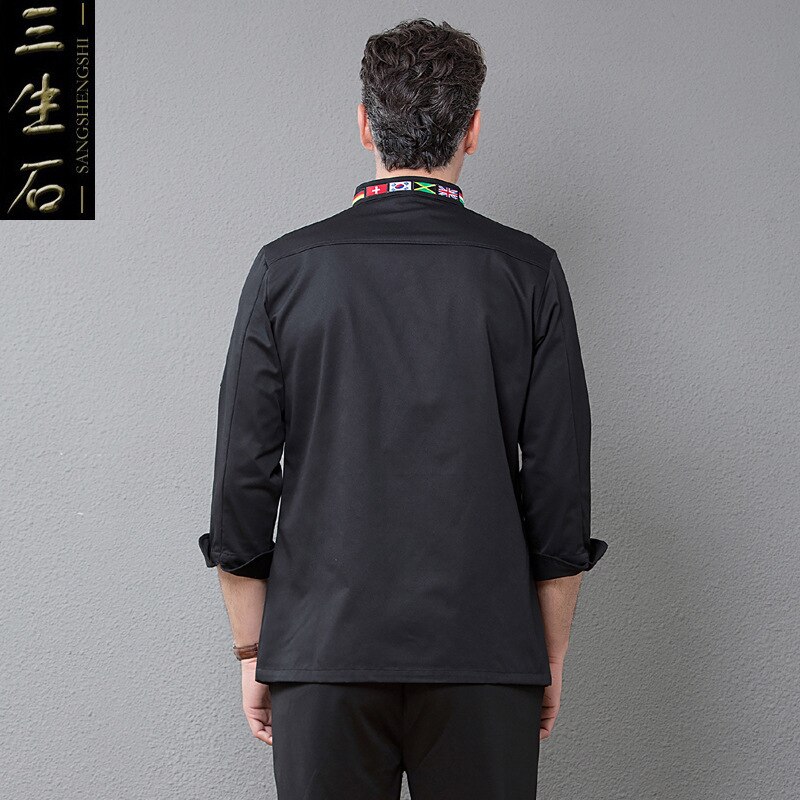 Qiu dong outfit efter vestlige restauranter catering køkken restaurant spisestue overalls halsudskæring broderi flag