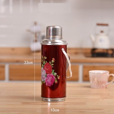 Thermos de voyage rétro, 0.8/1,2 l/2l, bouteille de café, en acier inoxydable, tasse, conservation de la chaleur et du froid: 1.2L Red