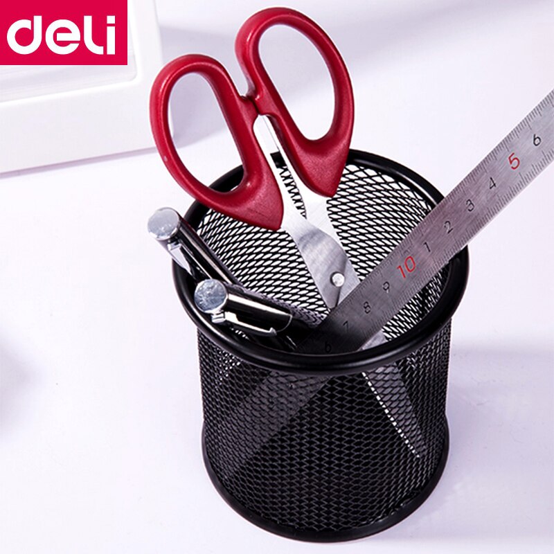 Deli 908 metal pencil stands mesh pen holder desktop stationery metal pen stand