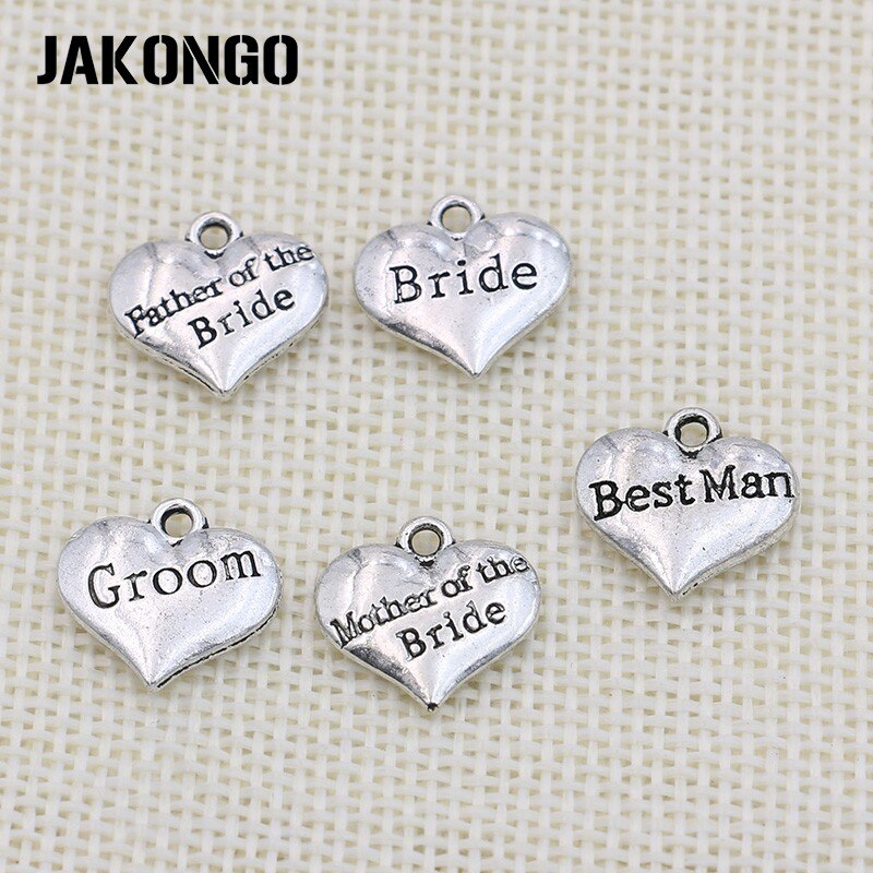 Jajongo-Colgante de plata antigua chapado en oro para novio, accesorios de joyería, pulseras, accesorios, bricolaje, 15x14mm