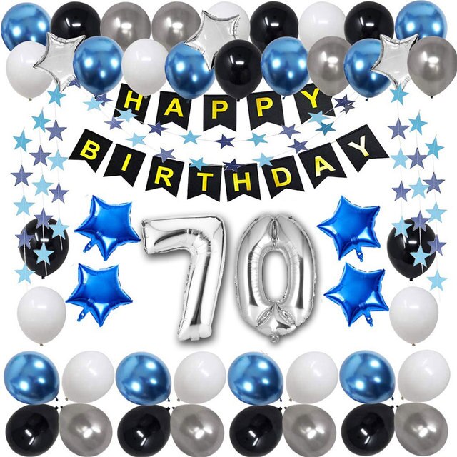 Amawill Happy 70 Birthday Decoration Kit Set 70 Year Old Rose Gold Foil Helium Balloon Number 70th Birthday 70 Anniversary Decor: Set-8