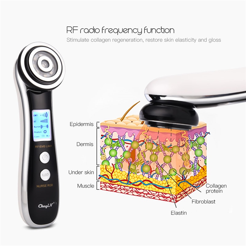 Rf ems led foton foryngelse massage maskine ansigtsløftning hud opstram enhed rynke fjernelse radiofrekvens ansigts massager  p46
