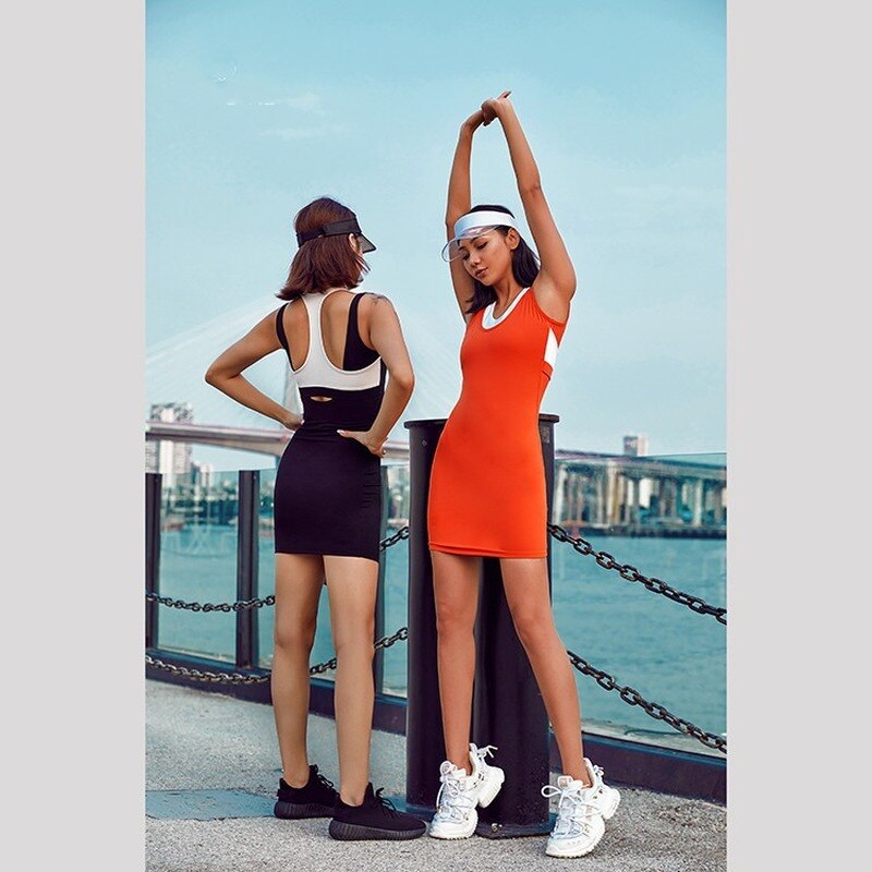2022 Tennis Jurk Sport Jurk Anti-Licht Een Stuk Yoga Kleding Ademend Sneldrogend Fitness Kleding vrouwen Tennis Rok