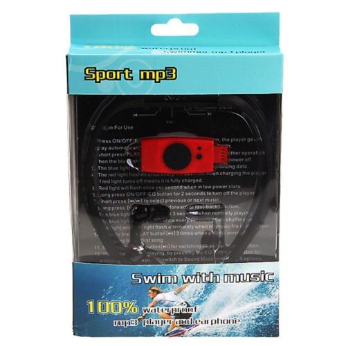 Reproductor MP3 subacuático con 8GB de memoria, reproductor de música deportiva, radio FM, resistente al agua IPX8