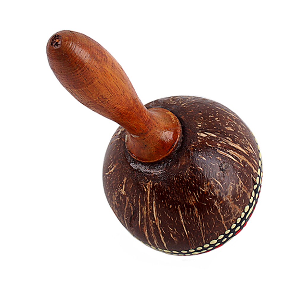 Maraca de arena de cáscara de coco, sonajero de mano, instrumento Musical de juguete de percusión, concha de coco con maraca de arena, novedad de