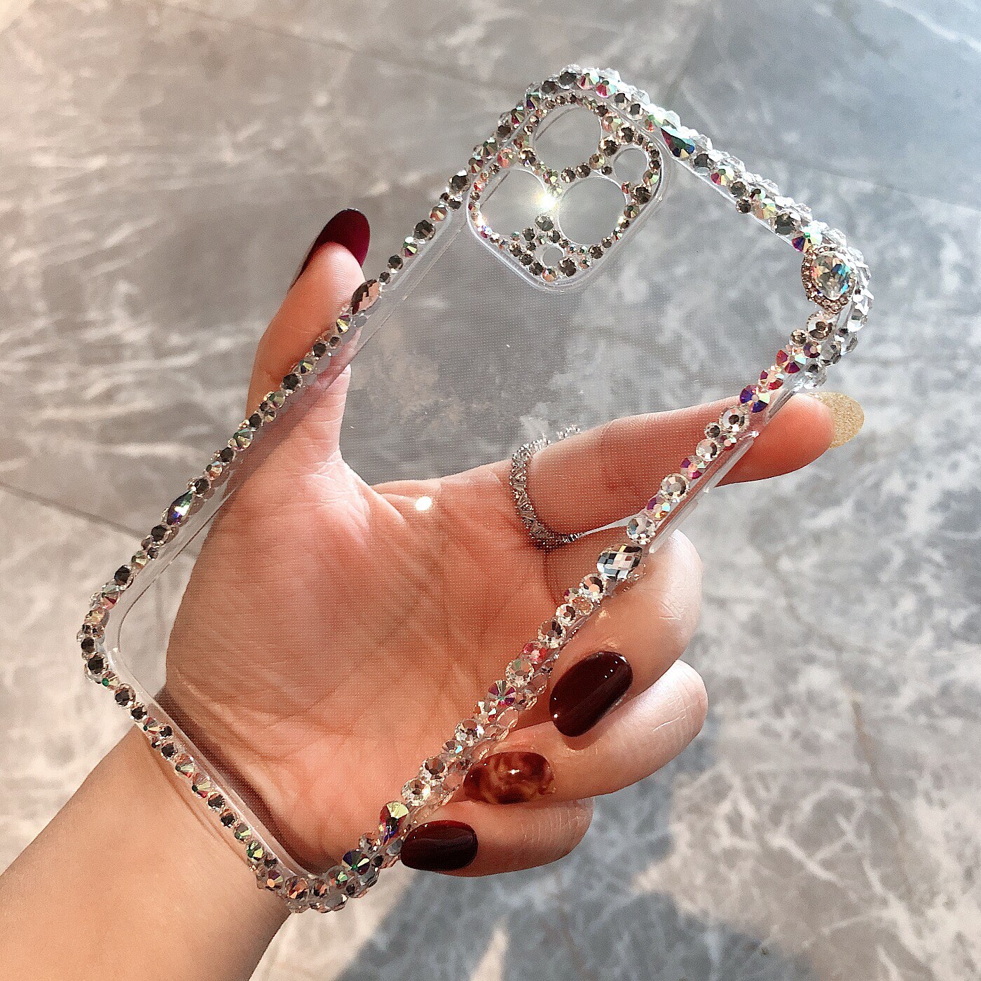 Bling Rhinestone Gem Diamond Soft Back Cover For iPhone 12 11 Pro Max 12 Mini Case Glitter Camera Protection Shockproof Case