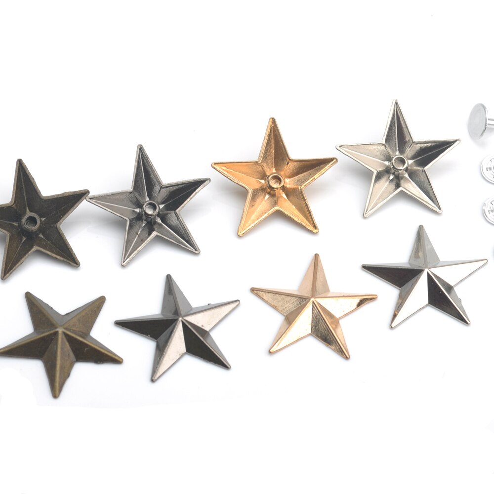 60 set/lote 29mm de aleación de zinc de remaches de metal star vaqueros prendas remaches alumbre de níquel negro bronce dorado ZD-026