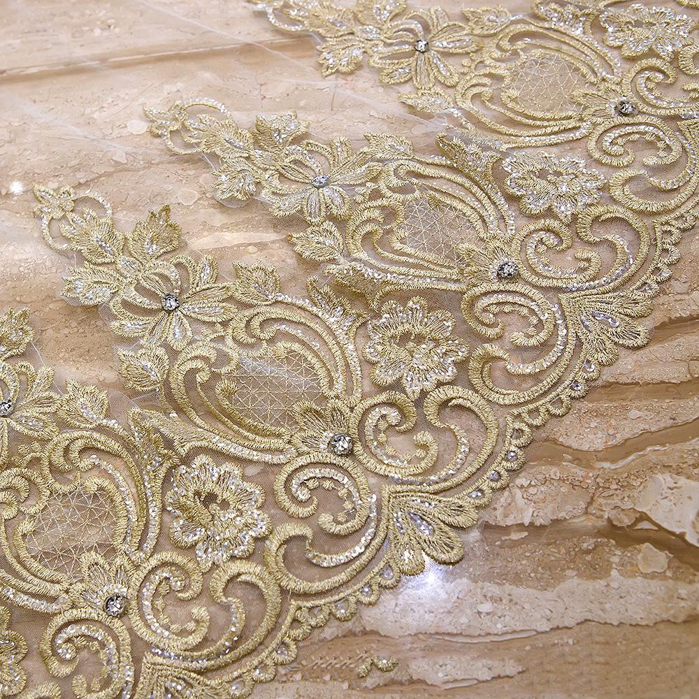 Lace Gold Embroidery Wedding Veil Soft Tulle 3.5m Luxury Bridal Voile Mariage With Face Veils Accessori Sposa