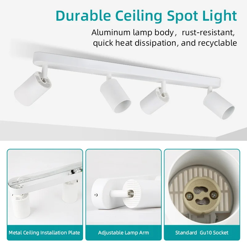 220V LED Spot Lights Home Decoration Ceiling Lights GU10 Adjustation Sport Lighting For Bedroom Kitchen 3 Color Track Lighting: L / Orange