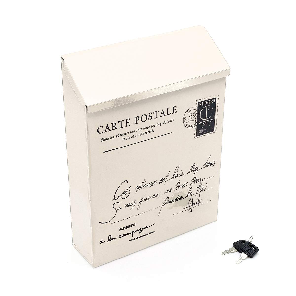 Waterproof Outdoor Metal Post Box Letter Mailbox Wall Mounted Lockable 2 Keys Mail Box: White