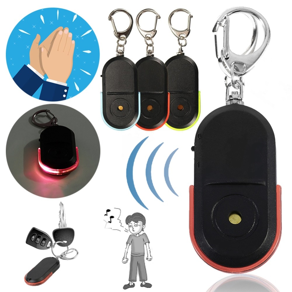 Nyttig nyeste smart trådløs anti-mistet alarm nøglefinder lokaliser nøglering fløjte lyd førte lys ting tracker anti-mistet enhed