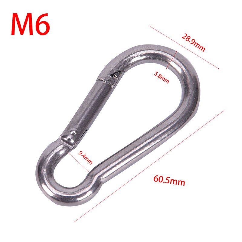 Mosquetón con resorte de acero inoxidable 304, herramienta múltiple, accesorios para escalada en roca, gancho de presión, llavero, cierre de eslabón rápido, 5 tipos, 1 ud.: M6
