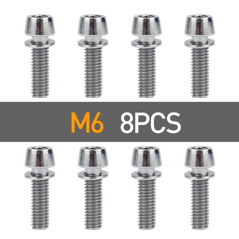 4/8/16Pcs Fiets Stuurpen Schroef M5 * 20 / M6 * 20 Fiets Stuur Schroef aluminium Bout Fixed Gear Mtb Fiets Accessoires: 8pcs m6