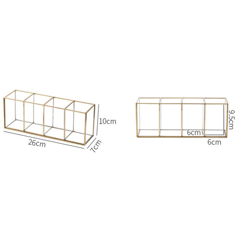 Luksus makeup boks i klart glas kosmetisk opbevaringsboks makeup børster organizer blyant læbestift holder makeup værktøjer organizer case