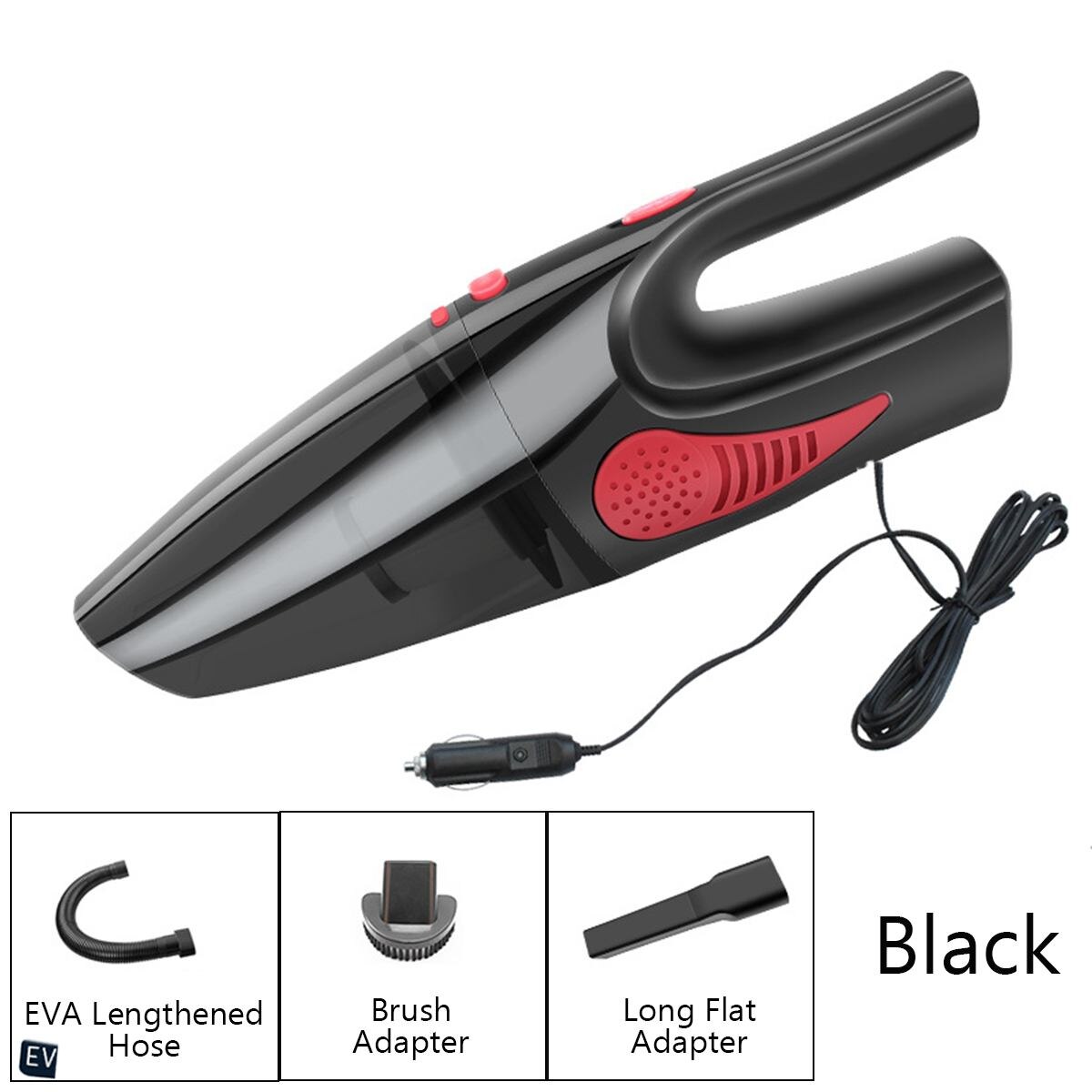 6500Pa Wireless/Wired Powerful Car Vacuum Cleaner Handheld 120W USB Cordless Wet&Dry Use Rechargeable Home Car Vacuum Cleaner: Wired Black