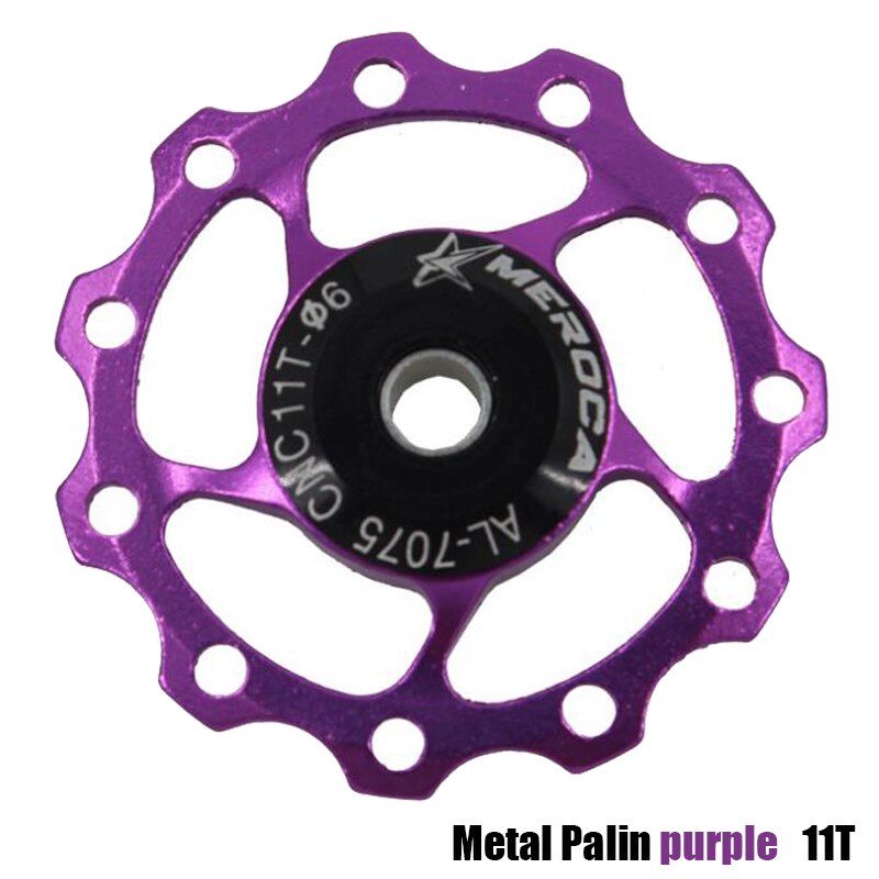 MTB Mountain Bike Road Bicycle Jockey Wheel 11T Aluminum Alloy Rear Derailleur Pulley Metal Bearing Guide Pulley Bearing: Metal Palin purple