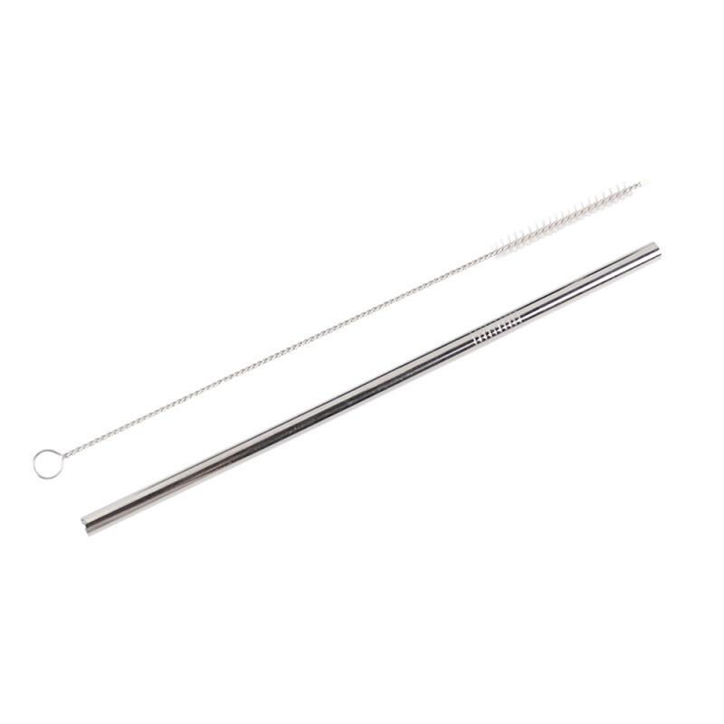 Reusable Metal Straw Stainless Steel Sturdy Curved Straight Drink Straw With Cleaning Brush For Cup Kitchen Bar Gadgets Portable