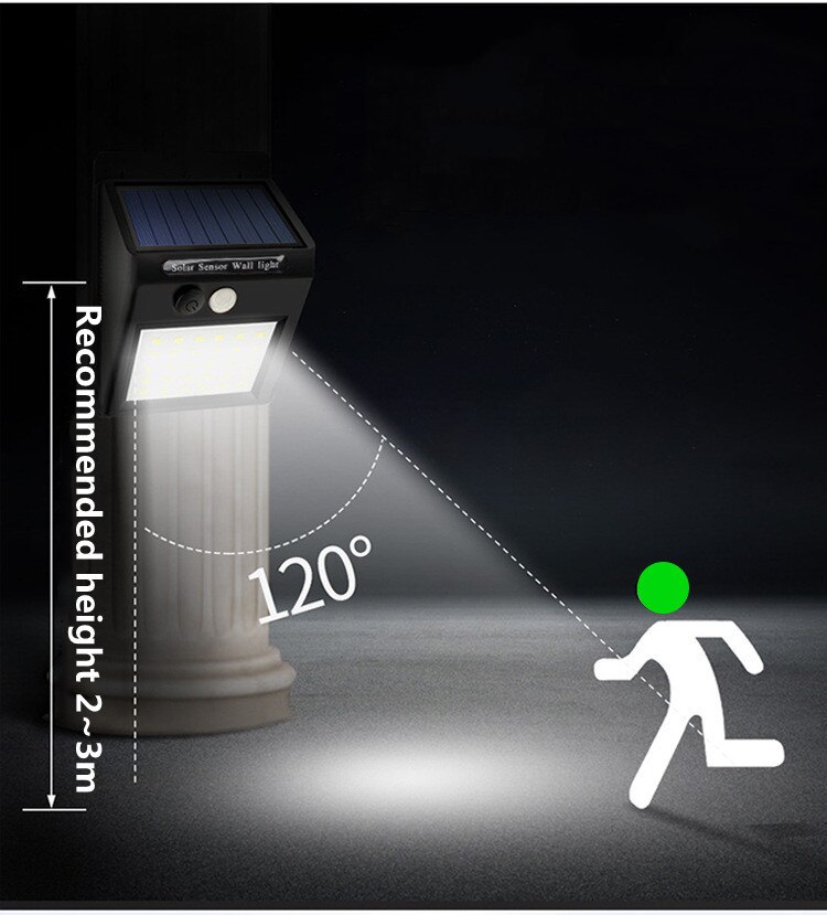20/100/144 ledet solenergi ledet lys utendørs lampe pir bevegelsessensor vegglamper sconce vanntett solcelledrevet til hage gatelampe