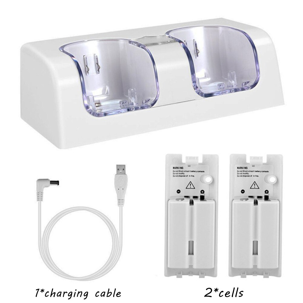 Nintendo Dual Charging Station +2 Battery Packs For Nintendo Wii / Wii U Remote Control W/ 2 Rechargeable Batteries & LED Light